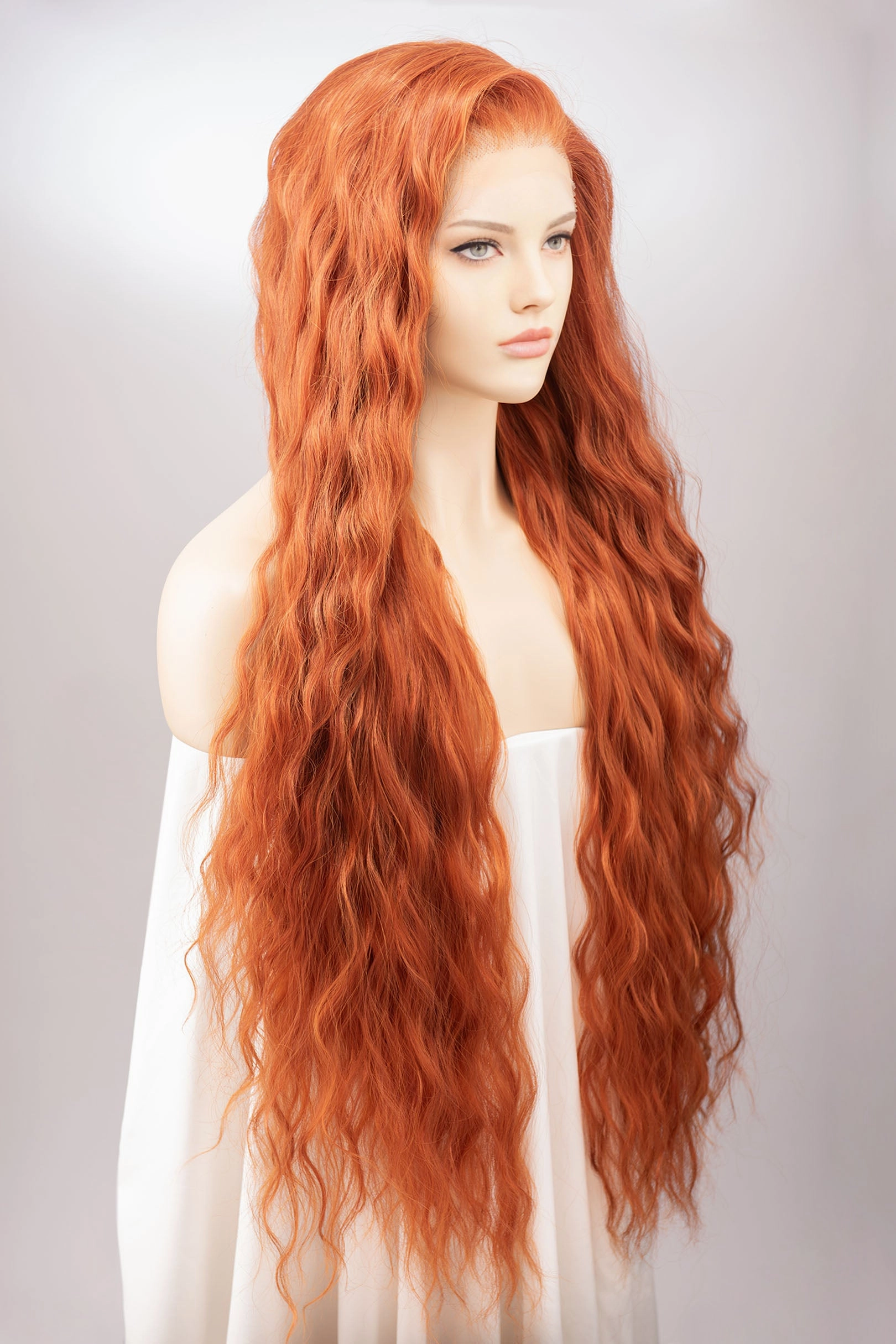 Orange Ginger Long Wavy Lace Front Wig Rohan