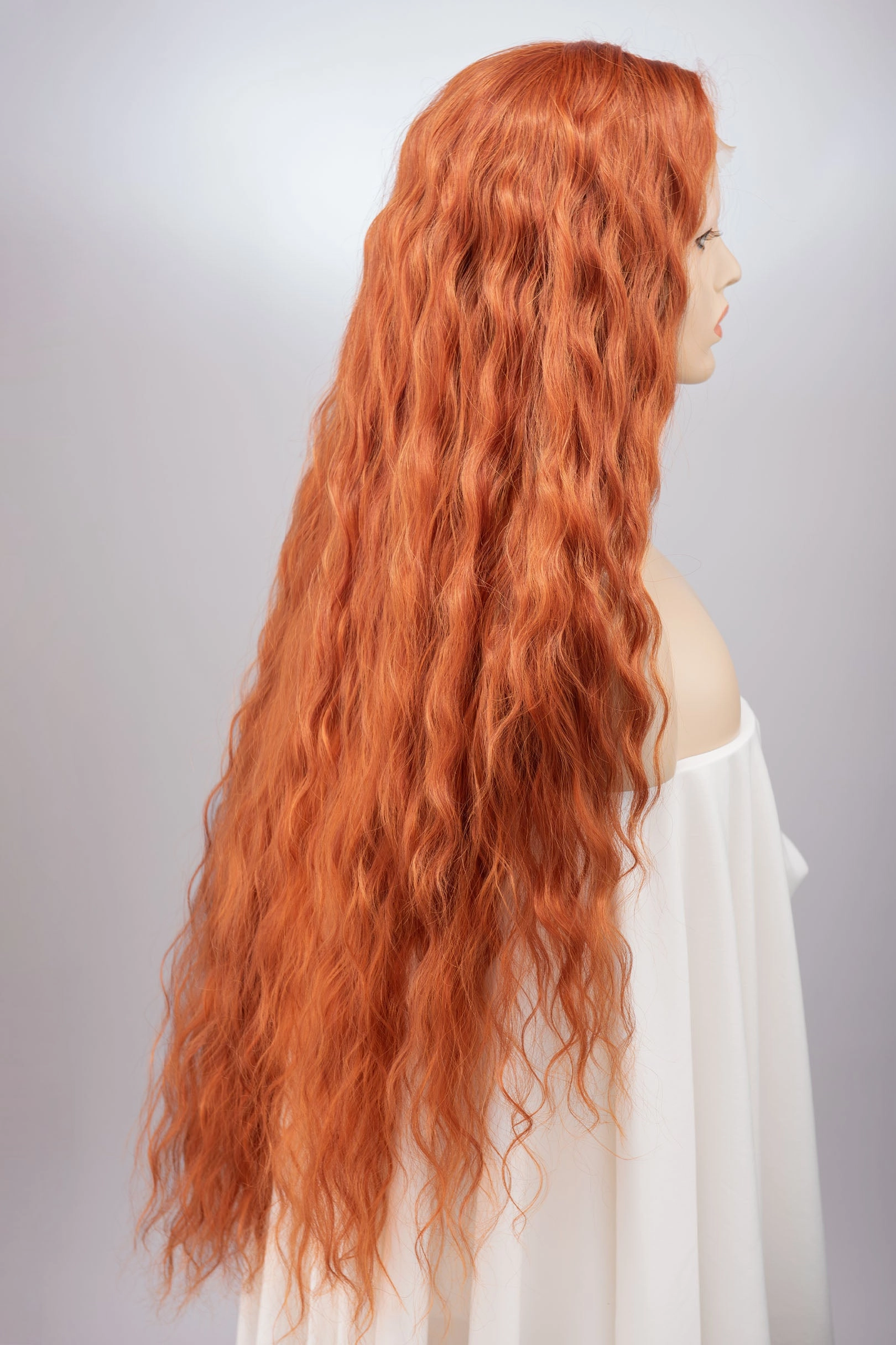 Orange Ginger Long Wavy Lace Front Wig Rohan