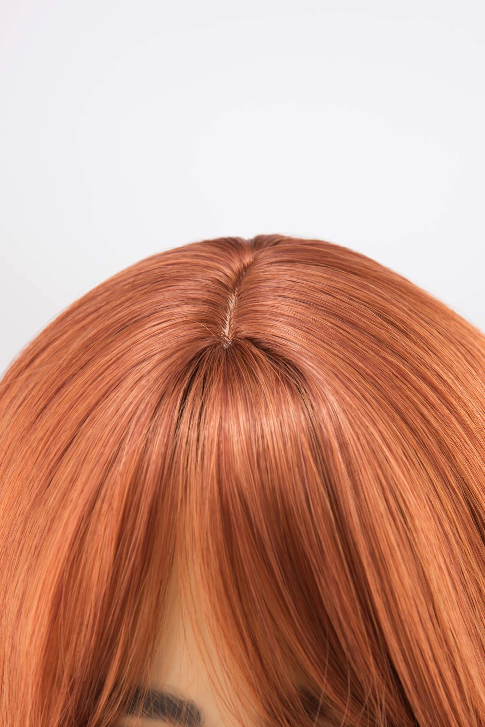 Orange Ginger Wavy Synthetic Wig with Bangs Aine