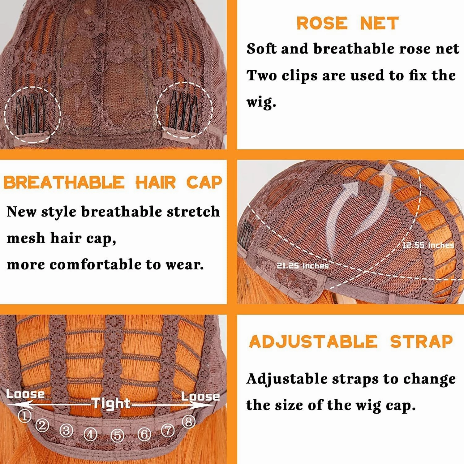 Orange Wig with Bangs