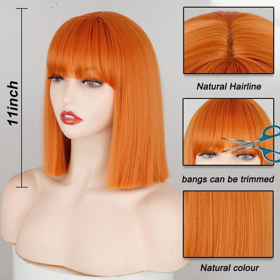 Orange Wig with Bangs