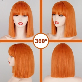 Orange Wig with Bangs