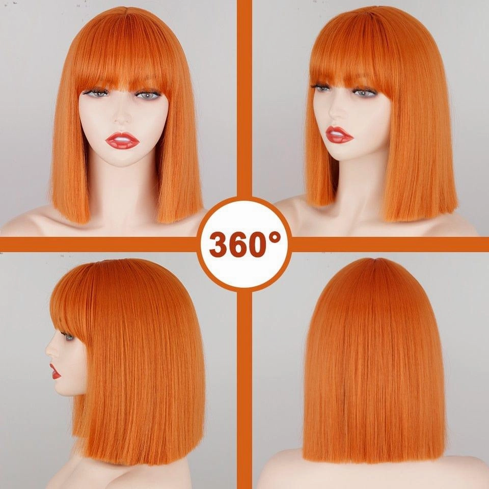 Orange Wig with Bangs
