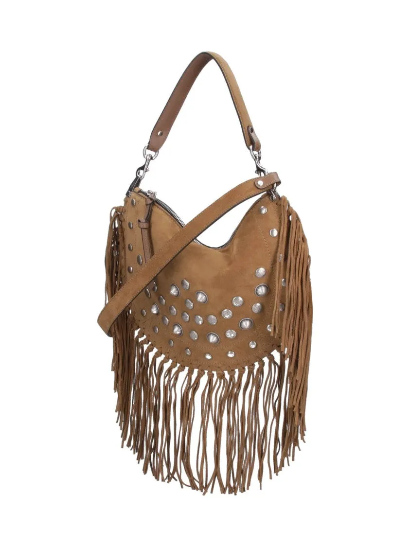 Oskan Soft" Fringe Crossbody Bag - Taupe