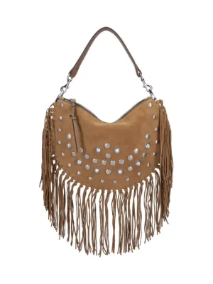 Oskan Soft" Fringe Crossbody Bag - Taupe