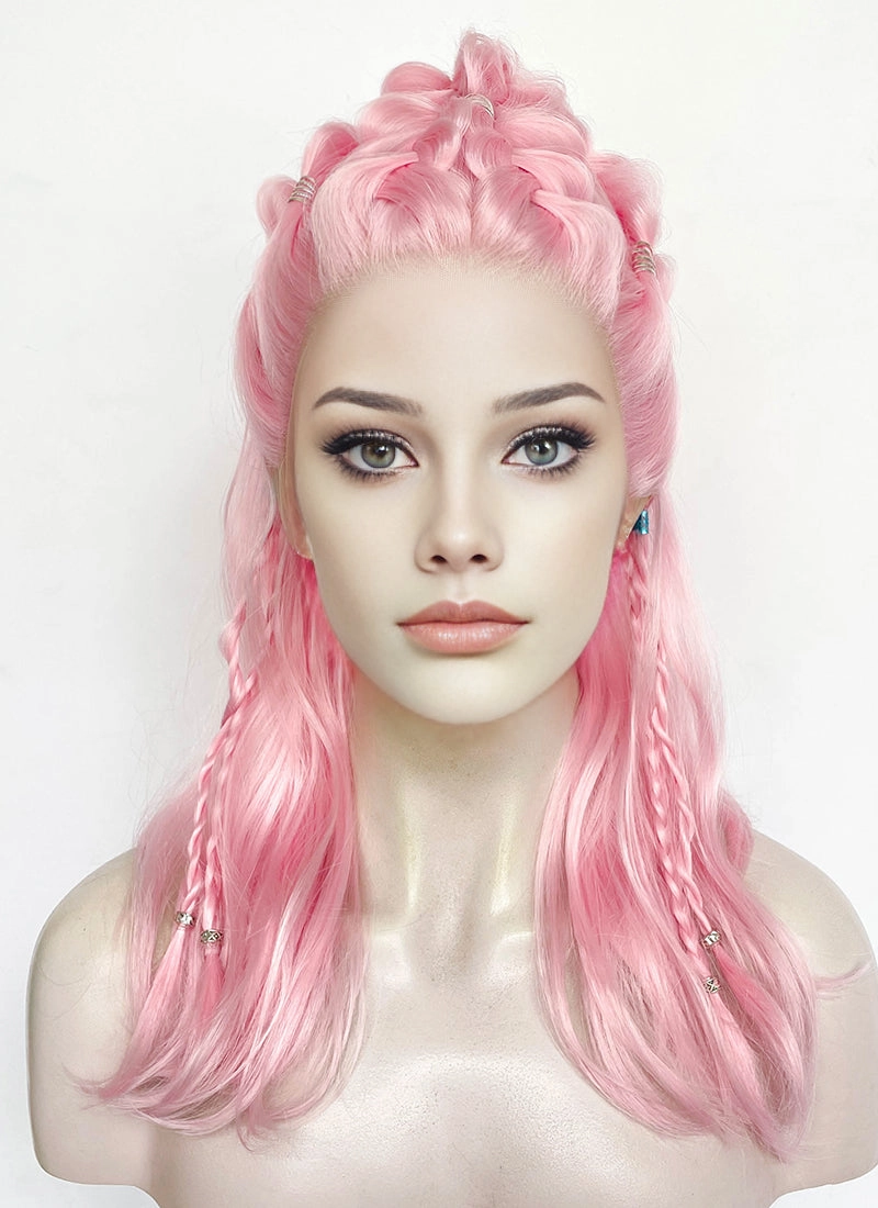 Pastel Pink Braided Lace Front Synthetic Wig LF2511