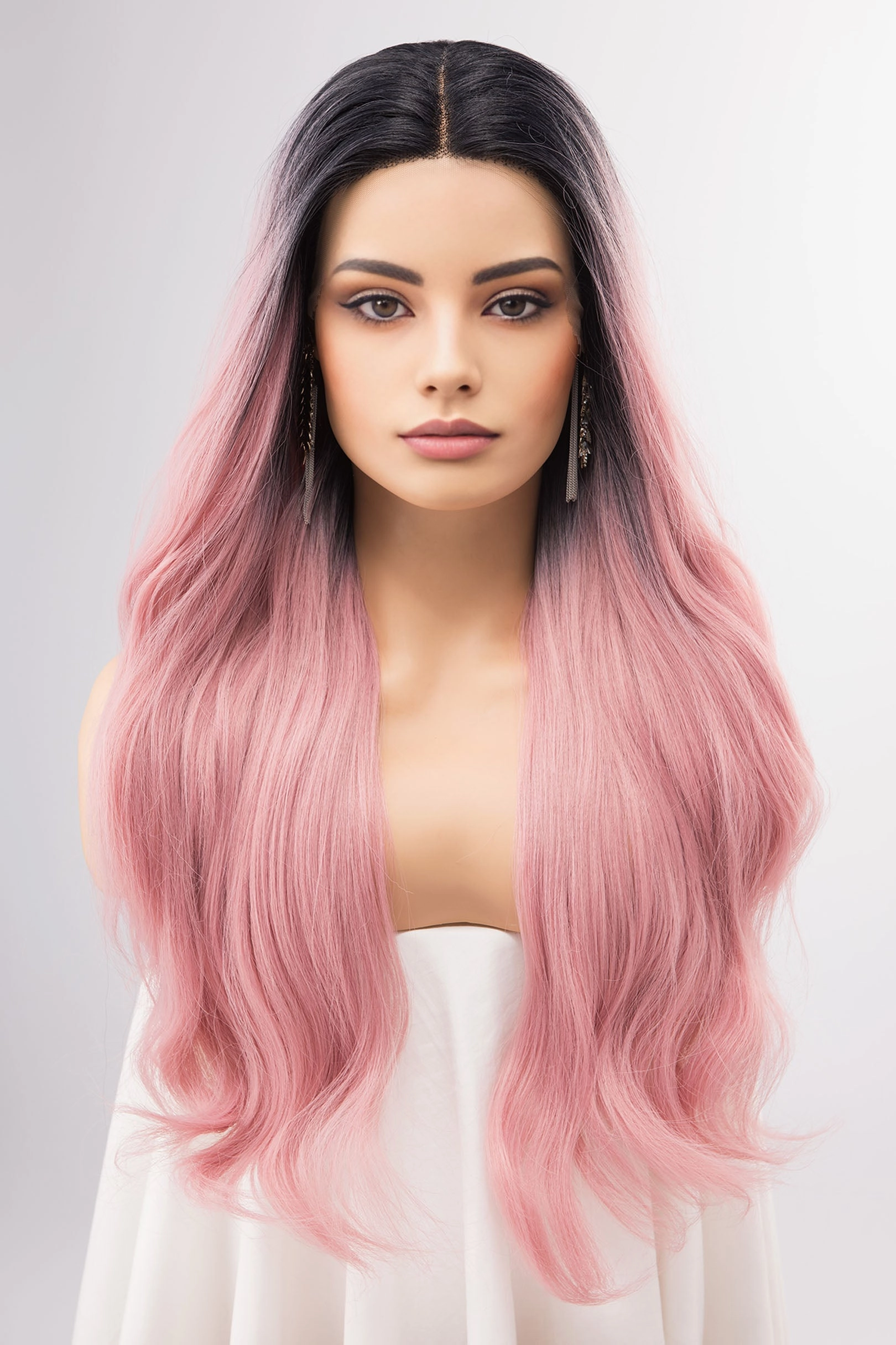 Pastel Pink Ombre Lace Front Wavy Wig | Kelly