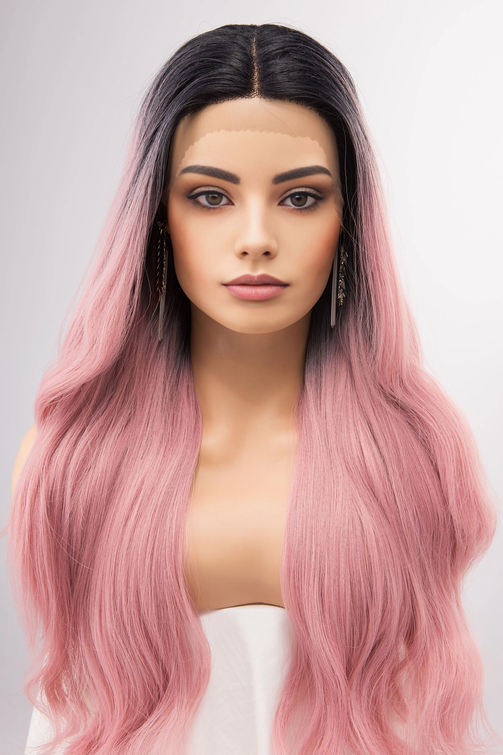 Pastel Pink Ombre Lace Front Wavy Wig | Kelly