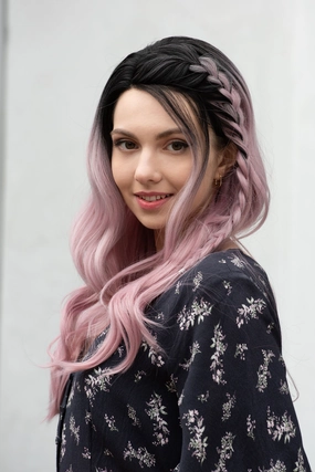 Pastel Pink Ombre Wavy Lace Front Synthetic Wig Ashley