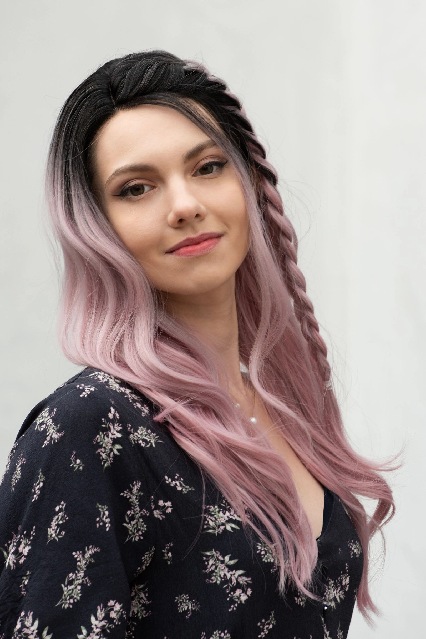 Pastel Pink Ombre Wavy Lace Front Synthetic Wig Ashley