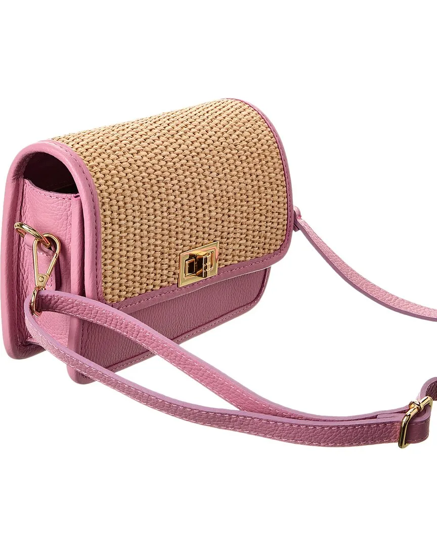 Persaman New York Eva Straw & Leather Crossbody