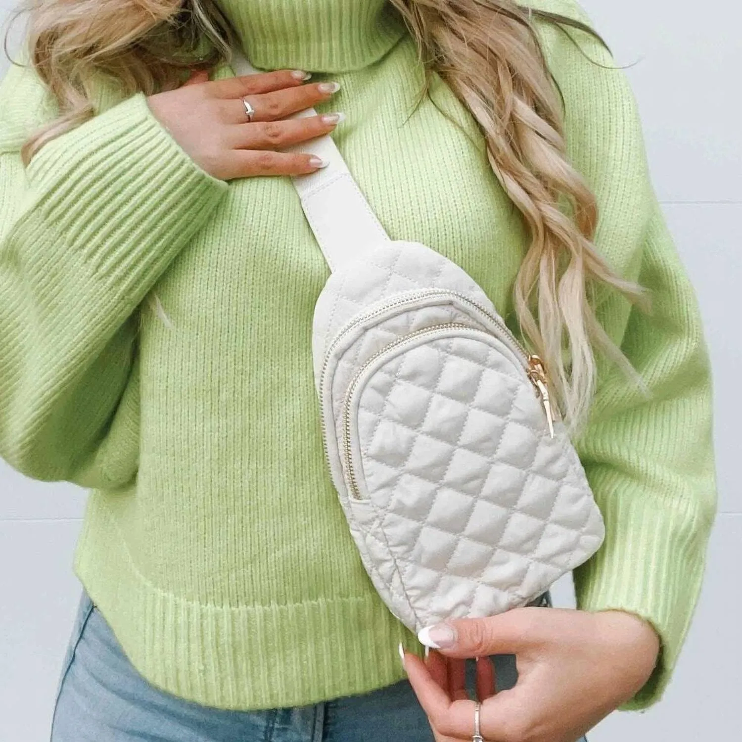Pinelope Quilted Sling Bag In Bum Bag Cream