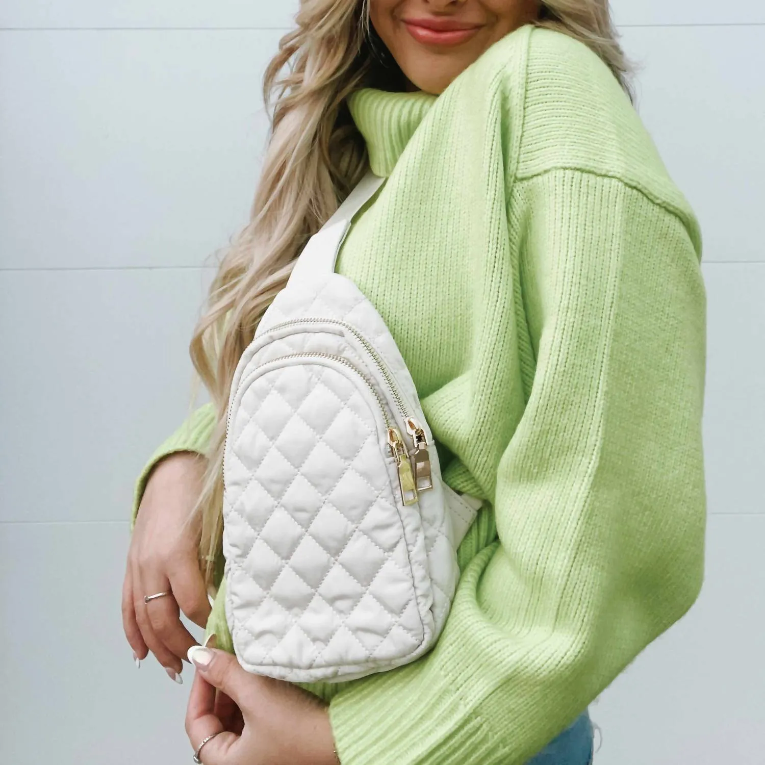 Pinelope Quilted Sling Bag In Bum Bag Cream