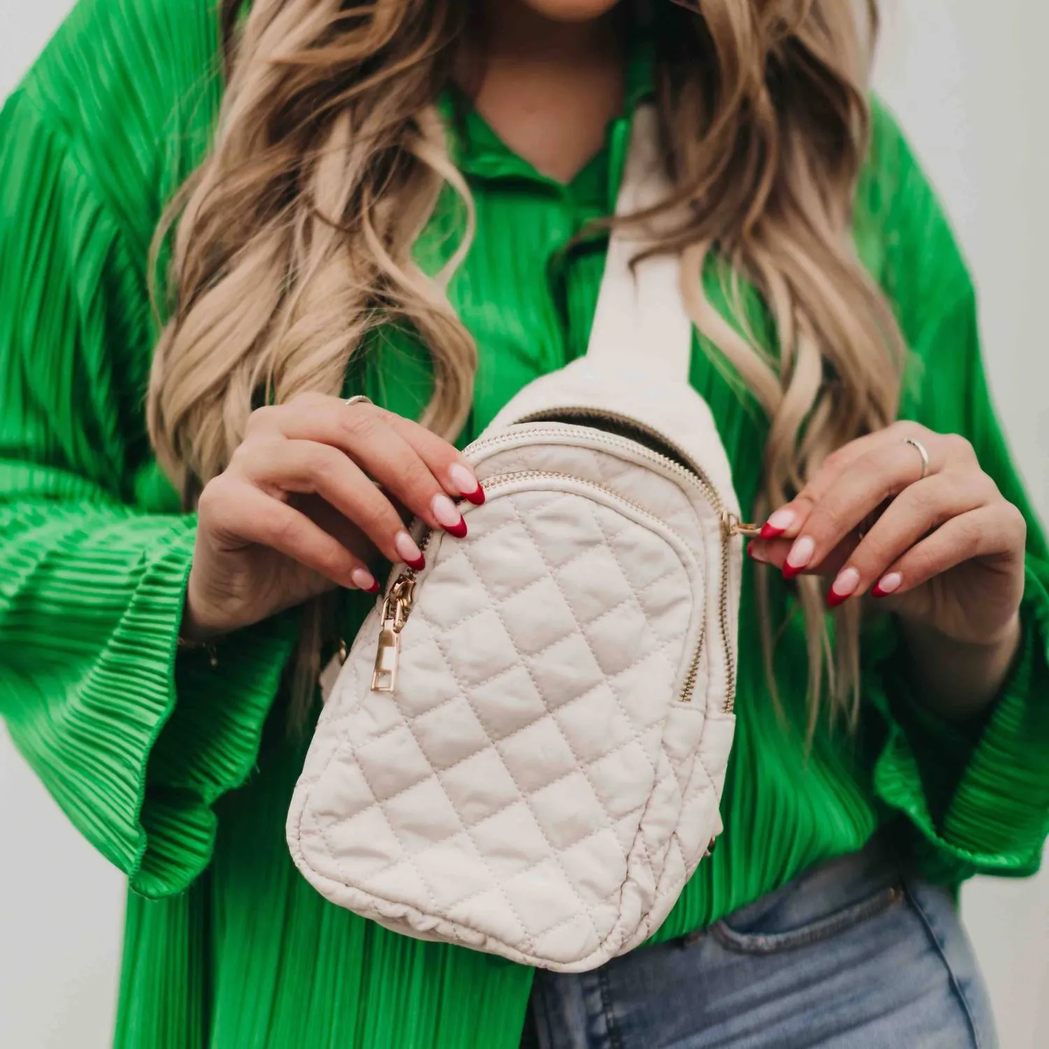 Pinelope Quilted Sling Bag In Bum Bag Cream