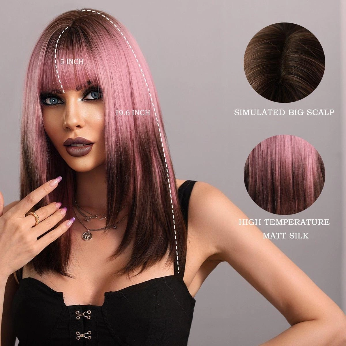 Pink and Brown Wig