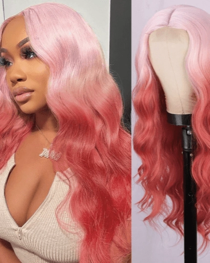 Pink and Red Wig