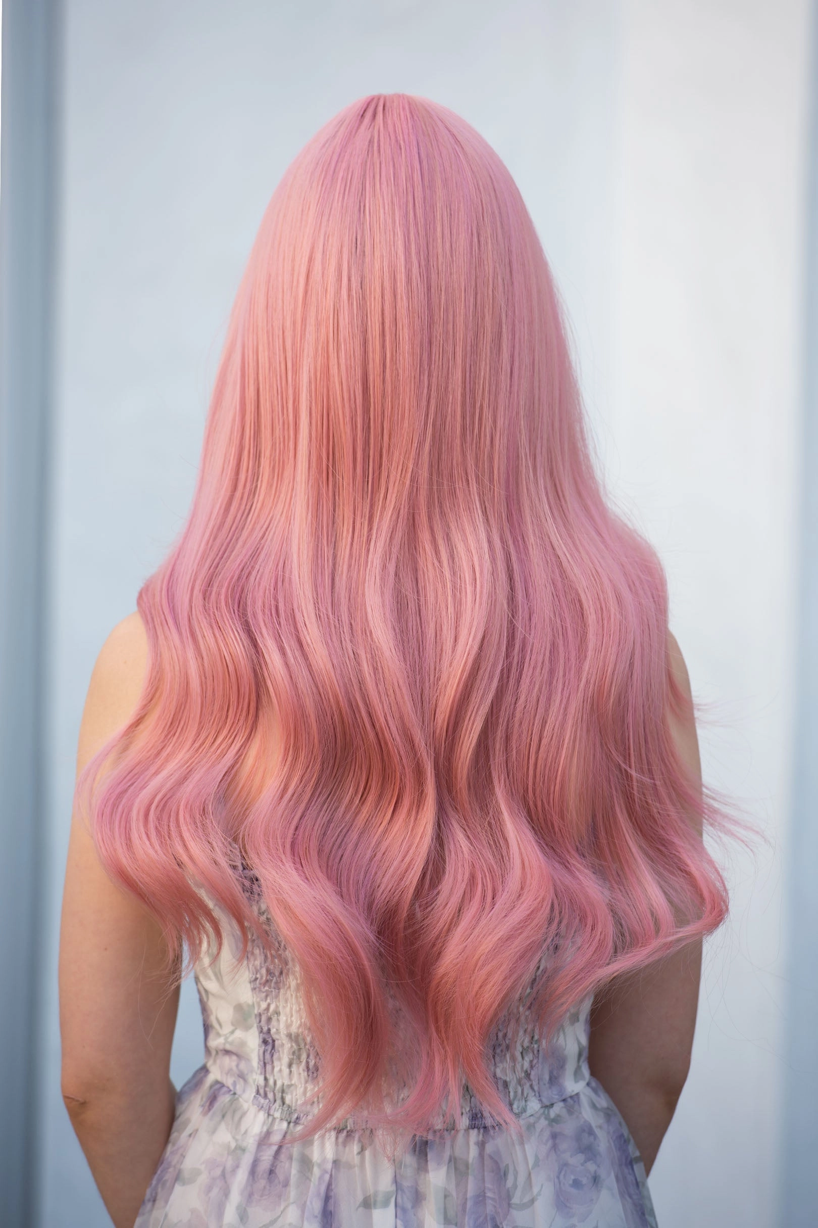 Pink Wavy Synthetic Wig With Bangs Jessica