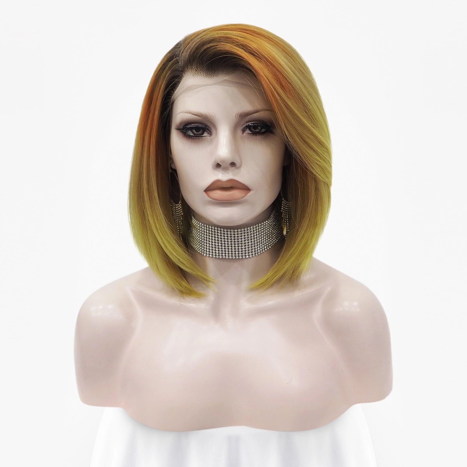 Platanus - Deciduous Leaf Color Shoulder Length Straigt Synthetic Lace Front Wig