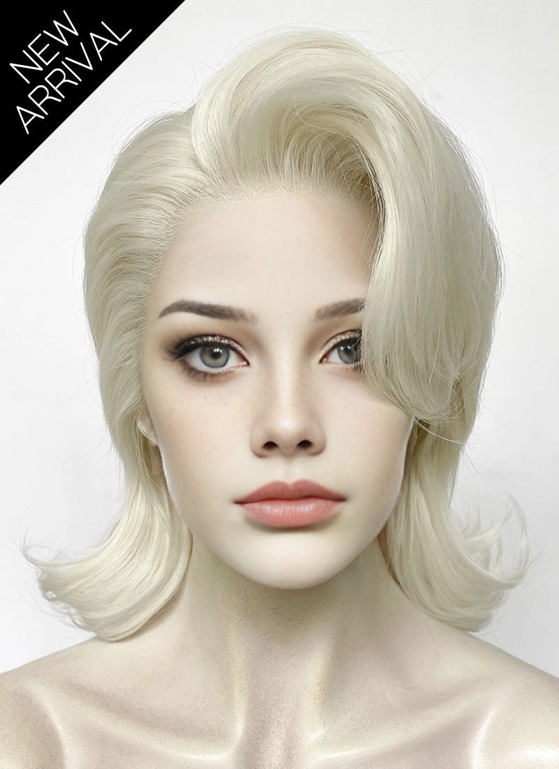 Platinum Blonde Wavy Lace Front Synthetic Wig LF6125