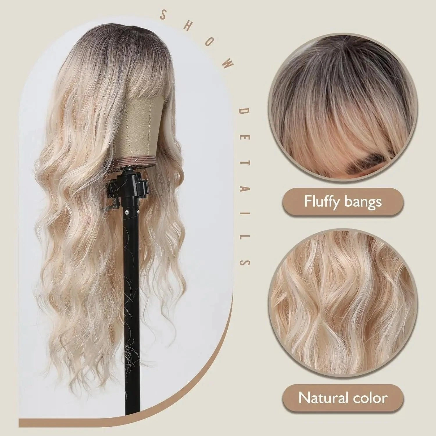 Platinum Blonde Wig with Bangs