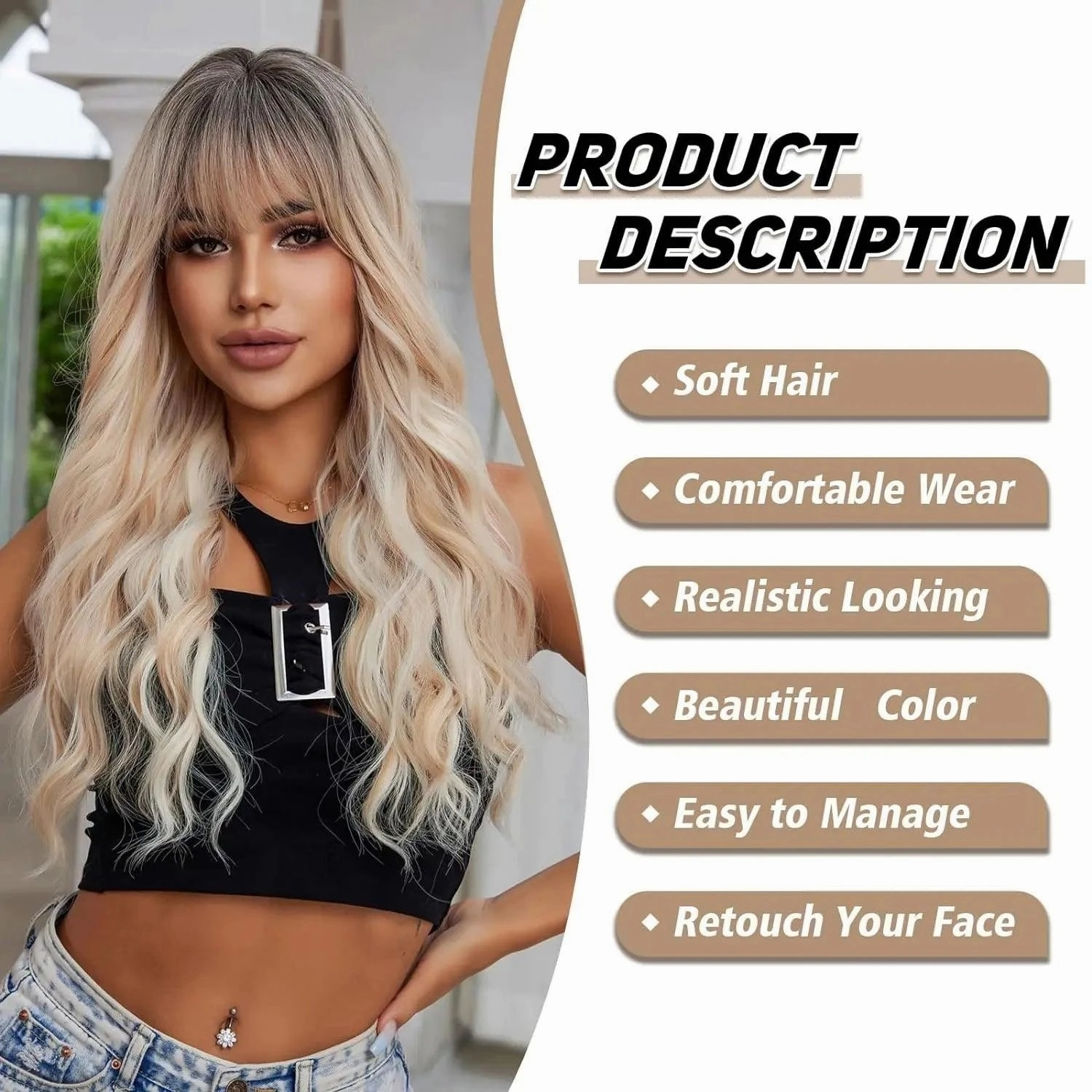 Platinum Blonde Wig with Bangs