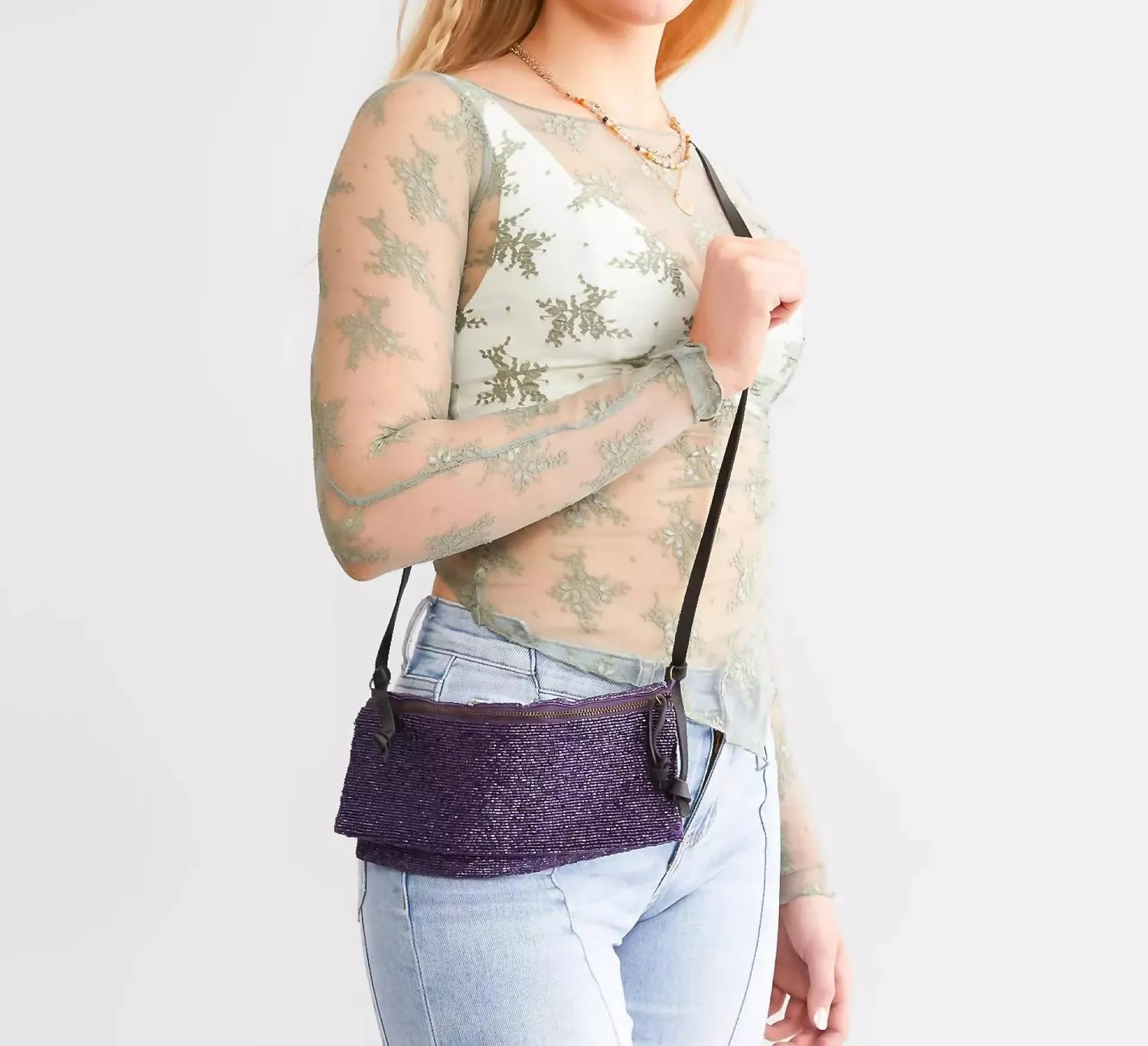 Plus One Embellished Bag In Violet