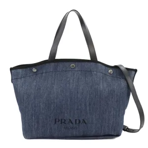 Prada blue blue Leather Shoulder Bag Tote Bag (Pre-Owned)