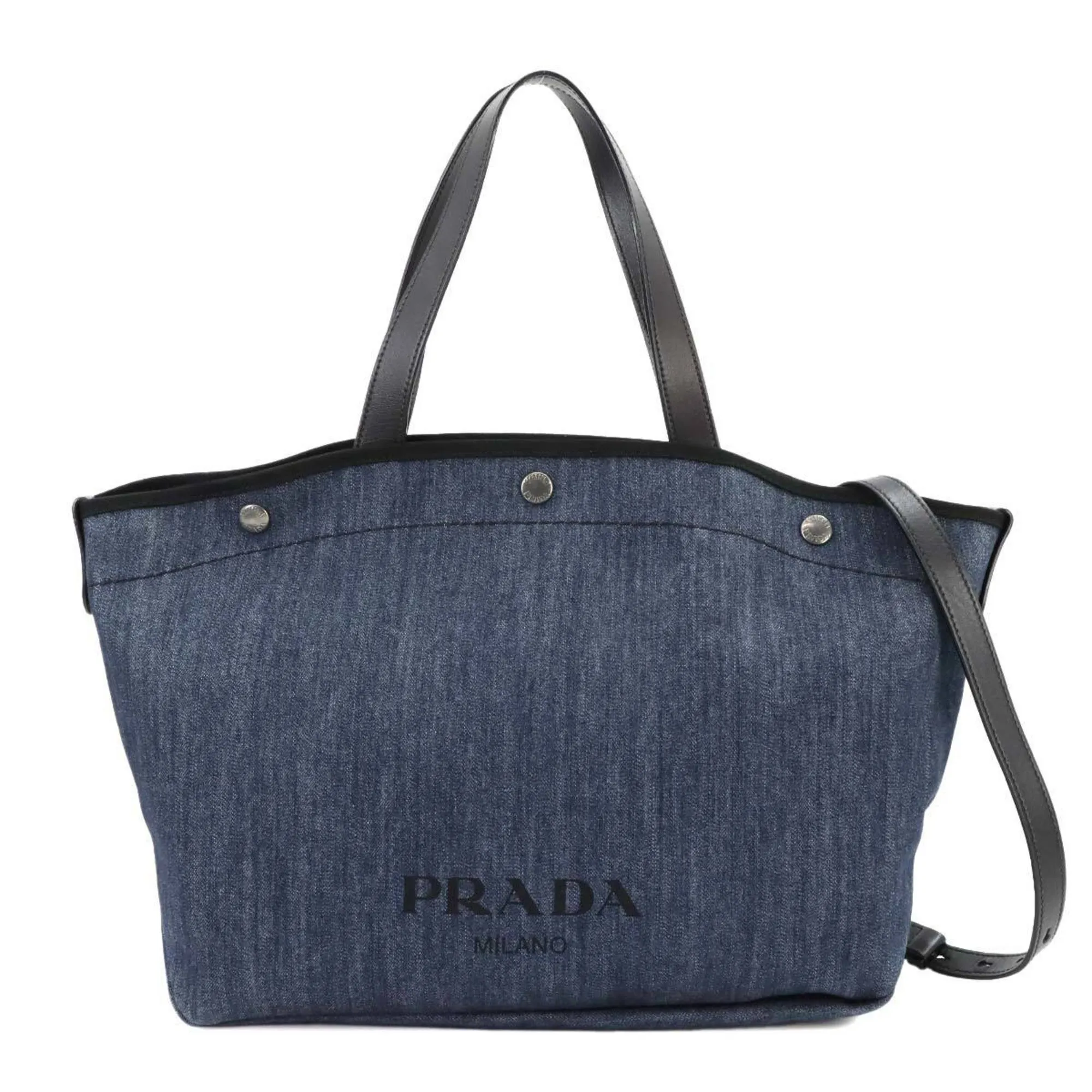 Prada blue blue Leather Shoulder Bag Tote Bag (Pre-Owned)