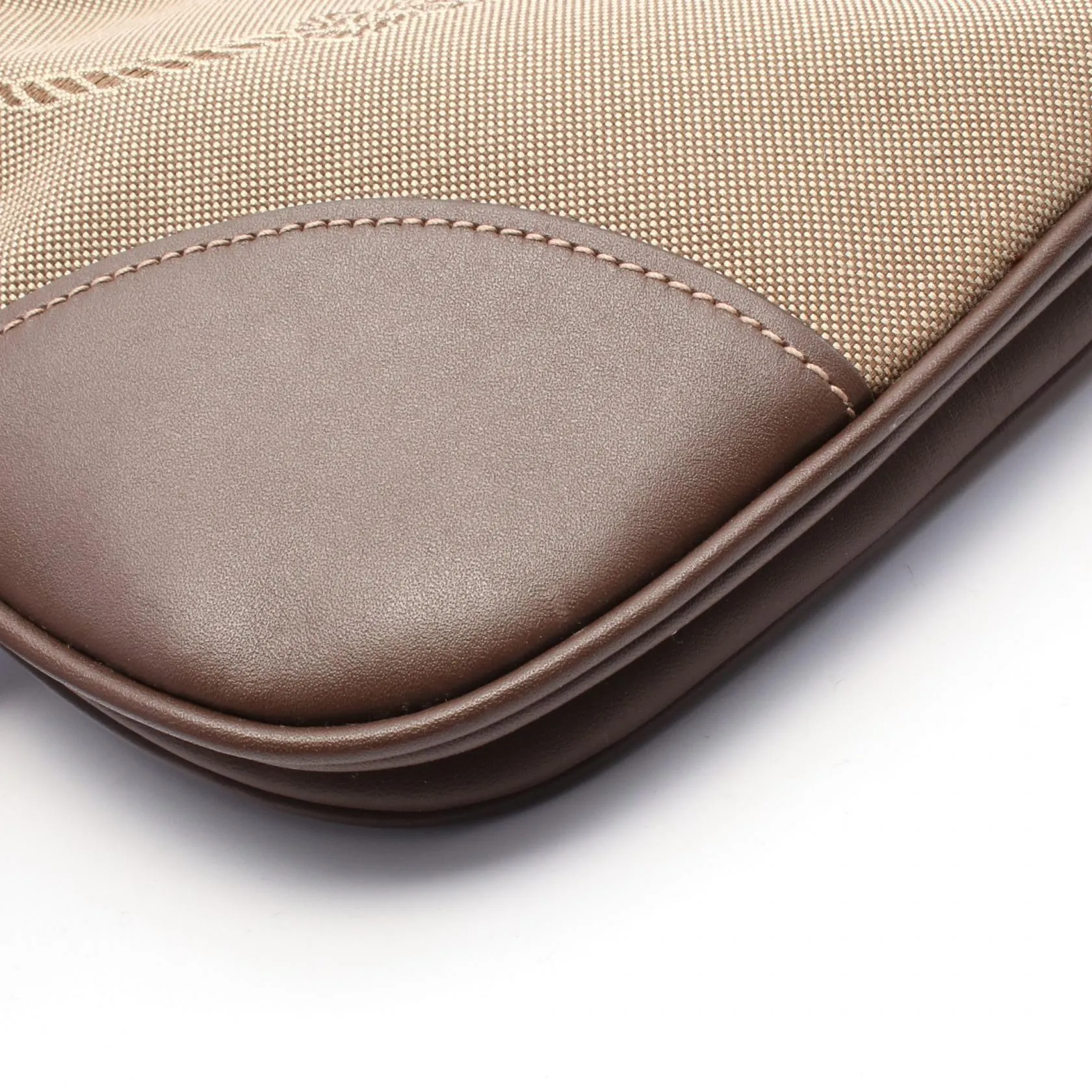 Prada Logo Jacquard Canvas Leather Shoulder Bag