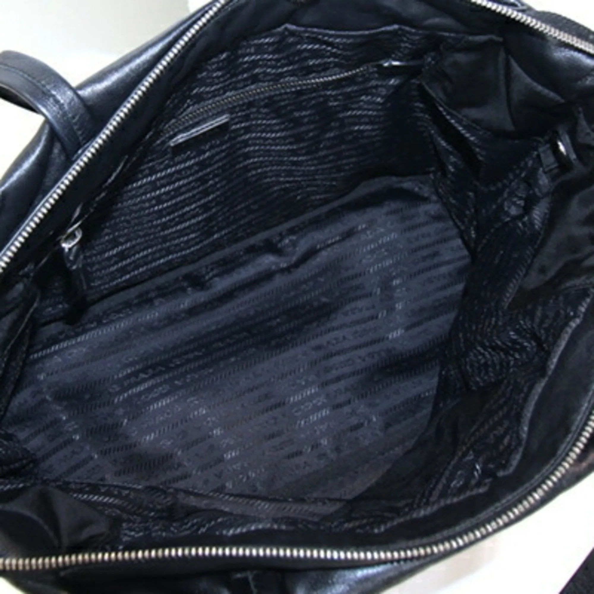 Prada Navy Nylon Leather Tote Bag (Pre-Owned)
