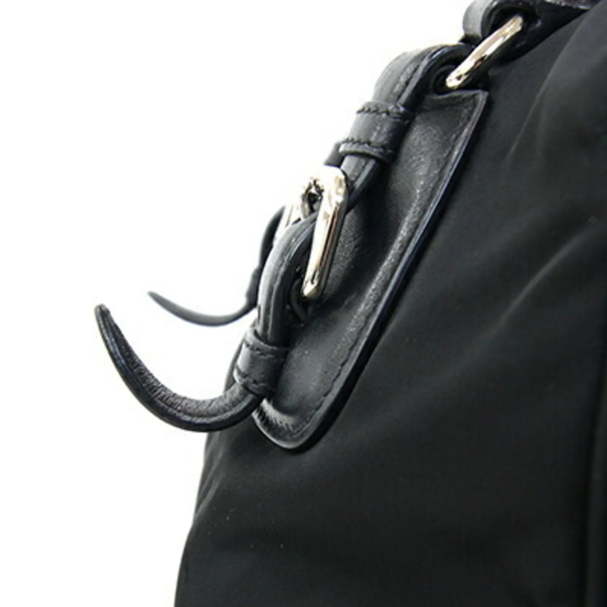 Prada Nylon Leather Handbag Tote Bag (Pre-Owned)