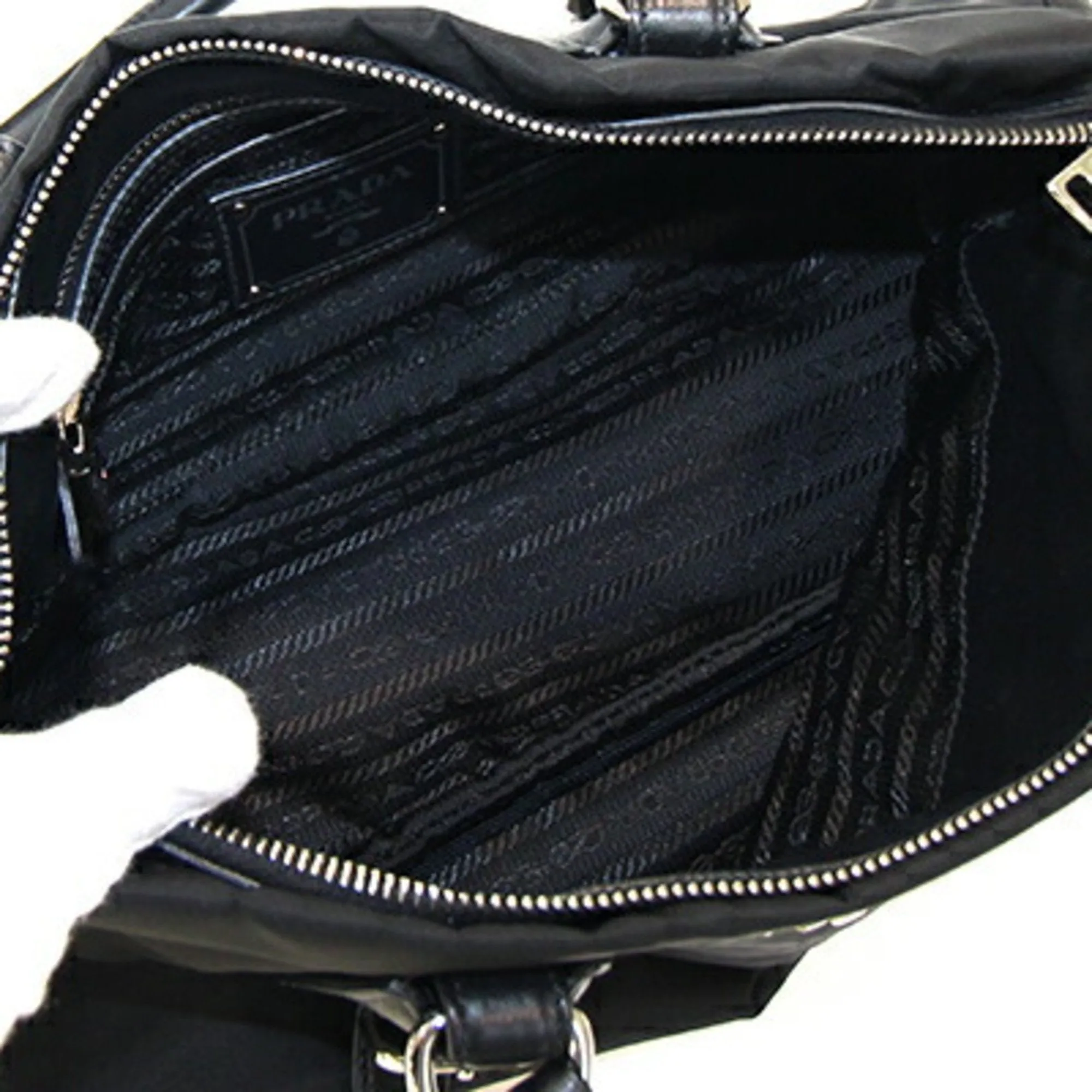 Prada Nylon Leather Handbag Tote Bag (Pre-Owned)