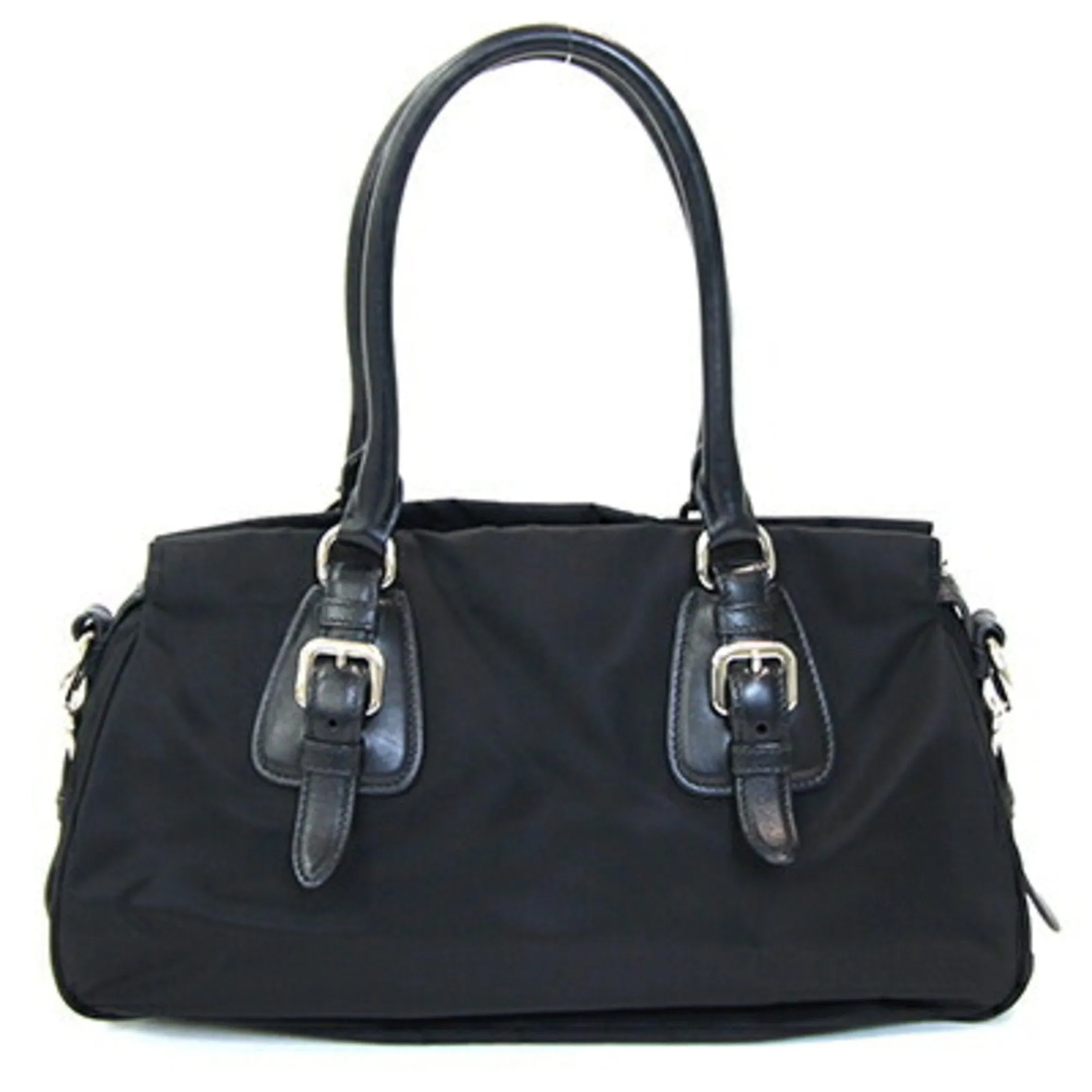 Prada Nylon Leather Handbag Tote Bag (Pre-Owned)