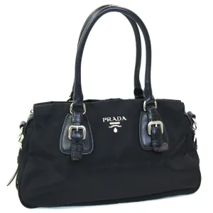 Prada Nylon Leather Handbag Tote Bag (Pre-Owned)