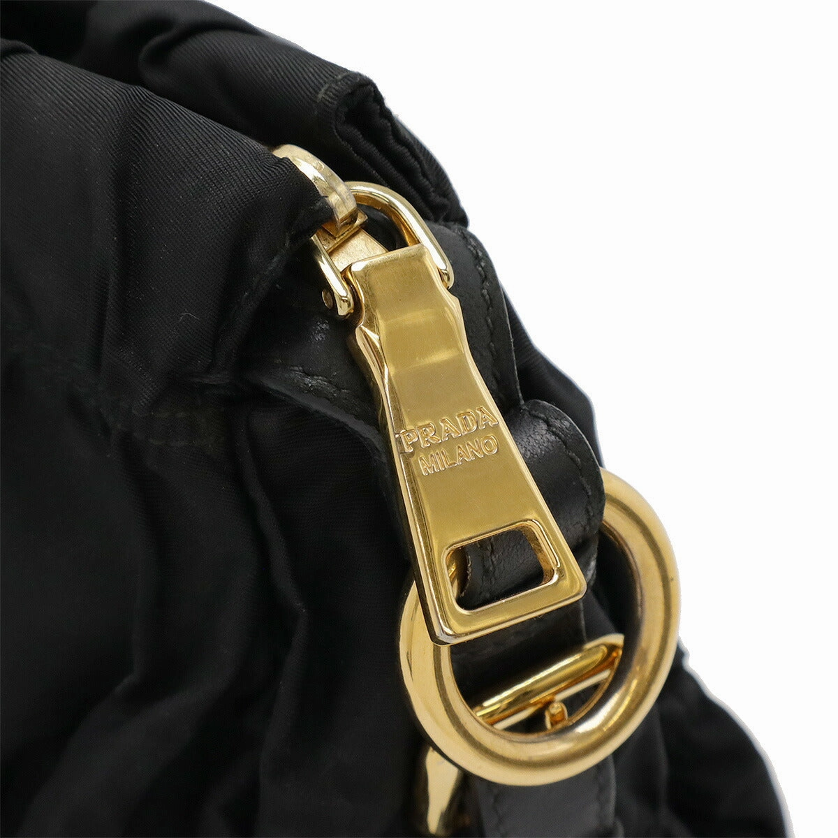 Prada Nylon Leather Gathered Handbag
