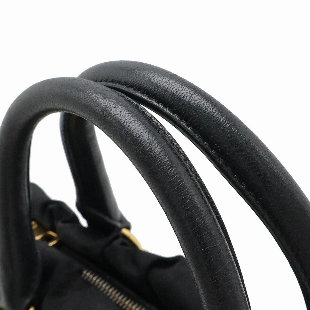 Prada Nylon Leather Gathered Handbag