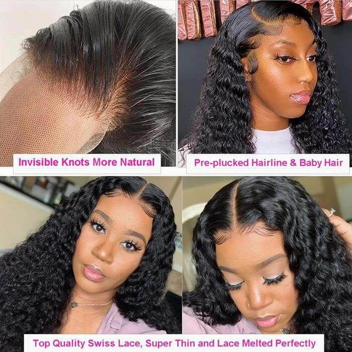 Pre Plucked Kinky Curly Hair Natural Color 13x6 HD Transparent Lace Front Wig For Black Women-Geeta Hair