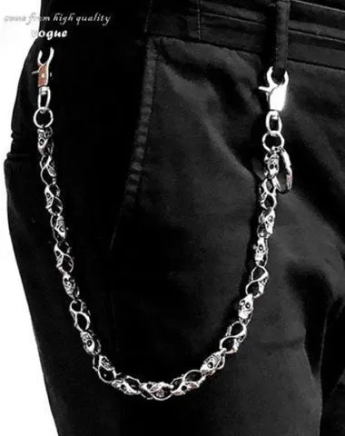 PUNK SKULL BIKER SILVER WALLET CHAIN LONG PANTS CHAIN SILVER SKULL jeans chain jean chain FOR MEN