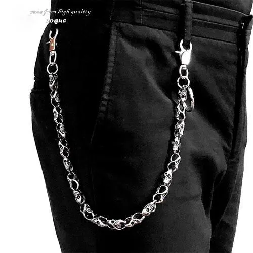 PUNK SKULL BIKER SILVER WALLET CHAIN LONG PANTS CHAIN SILVER SKULL jeans chain jean chain FOR MEN