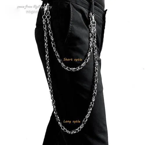PUNK SKULL BIKER SILVER WALLET CHAIN LONG PANTS CHAIN SILVER SKULL jeans chain jean chain FOR MEN