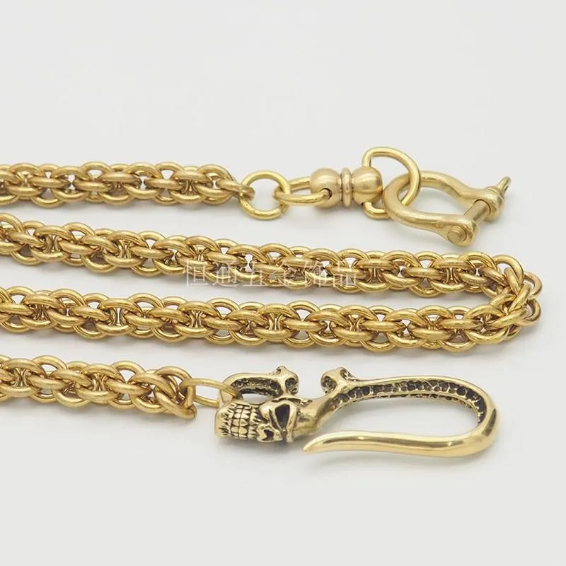 Pure Brass Skull  Rock 18'' Wallet Chain Punk Trucker Wallet Chain jeans chain jean chain for Men