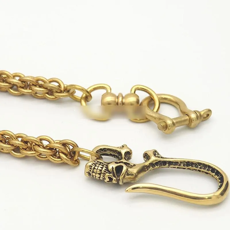 Pure Brass Skull  Rock 18'' Wallet Chain Punk Trucker Wallet Chain jeans chain jean chain for Men