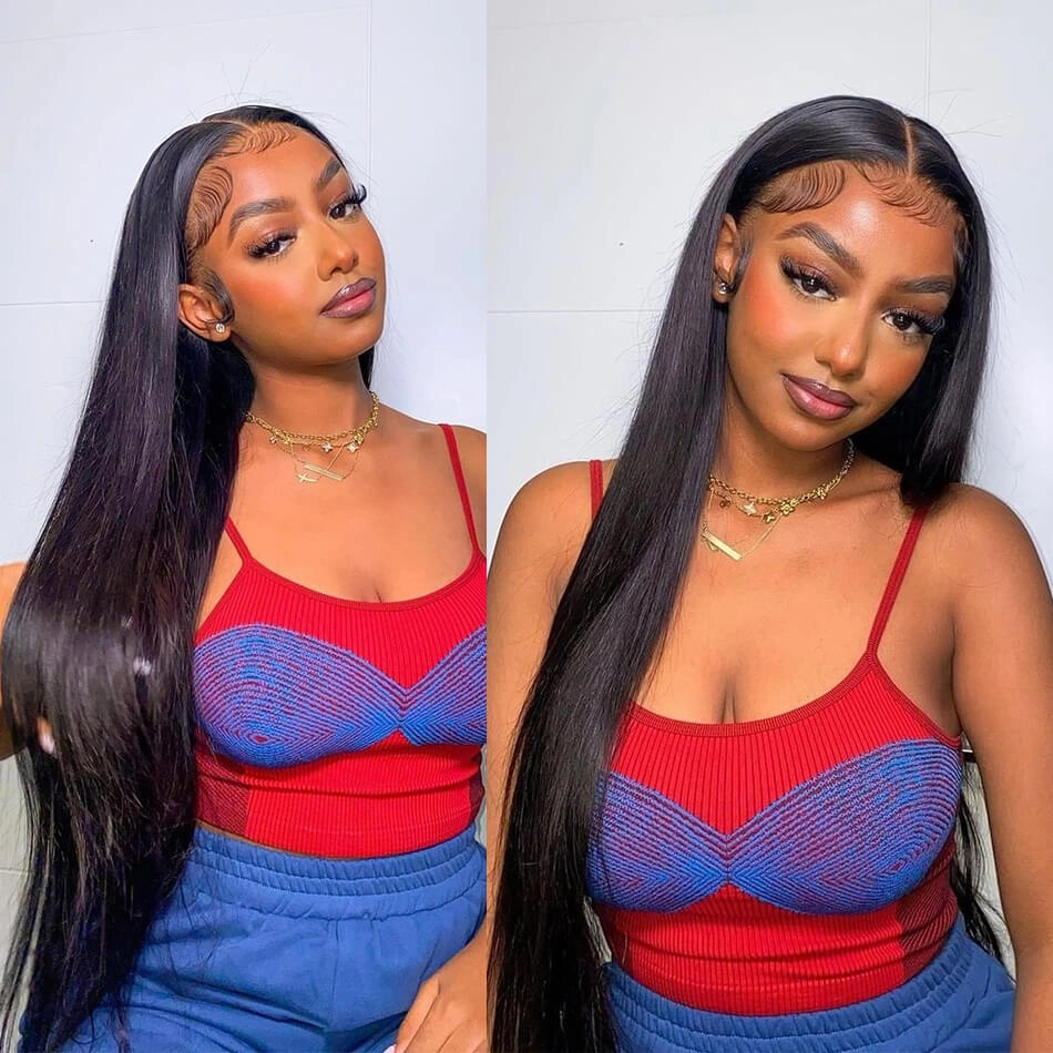 Real HD Lace Frontal Wigs Straight Pre-plucked Human Hair Wigs