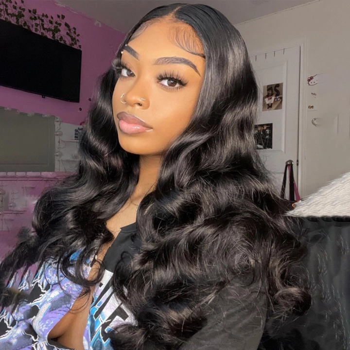 Real HD Lace Frontal Wigs Virgin Hair Body Wave Style Human Hair