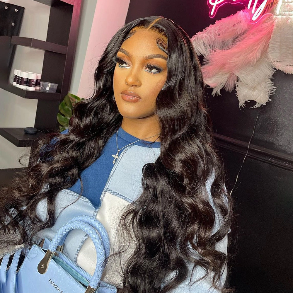 Real HD Lace Frontal Wigs Virgin Hair Body Wave Style Human Hair
