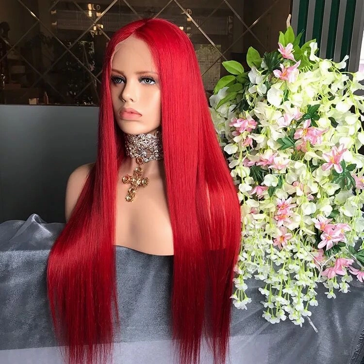 Red Colored Wig 134 Real HD Lace Front Wigs Straight Human Hair Wigs