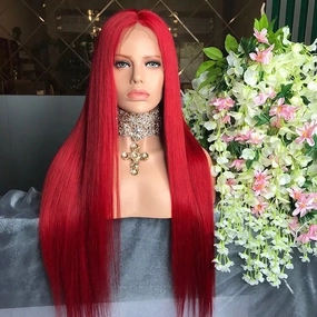 Red Colored Wig 134 Real HD Lace Front Wigs Straight Human Hair Wigs