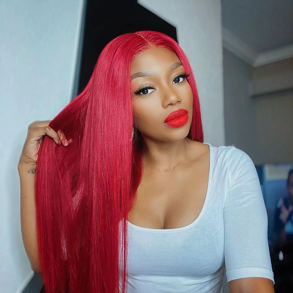 Red Colored Wig 134 Real HD Lace Front Wigs Straight Human Hair Wigs