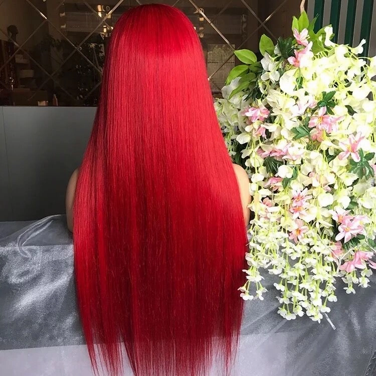 Red Colored Wig 134 Real HD Lace Front Wigs Straight Human Hair Wigs