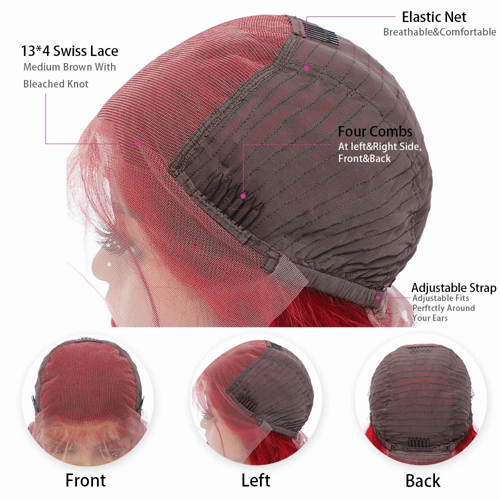 Red Colored Wig 134 Real HD Lace Front Wigs Straight Human Hair Wigs